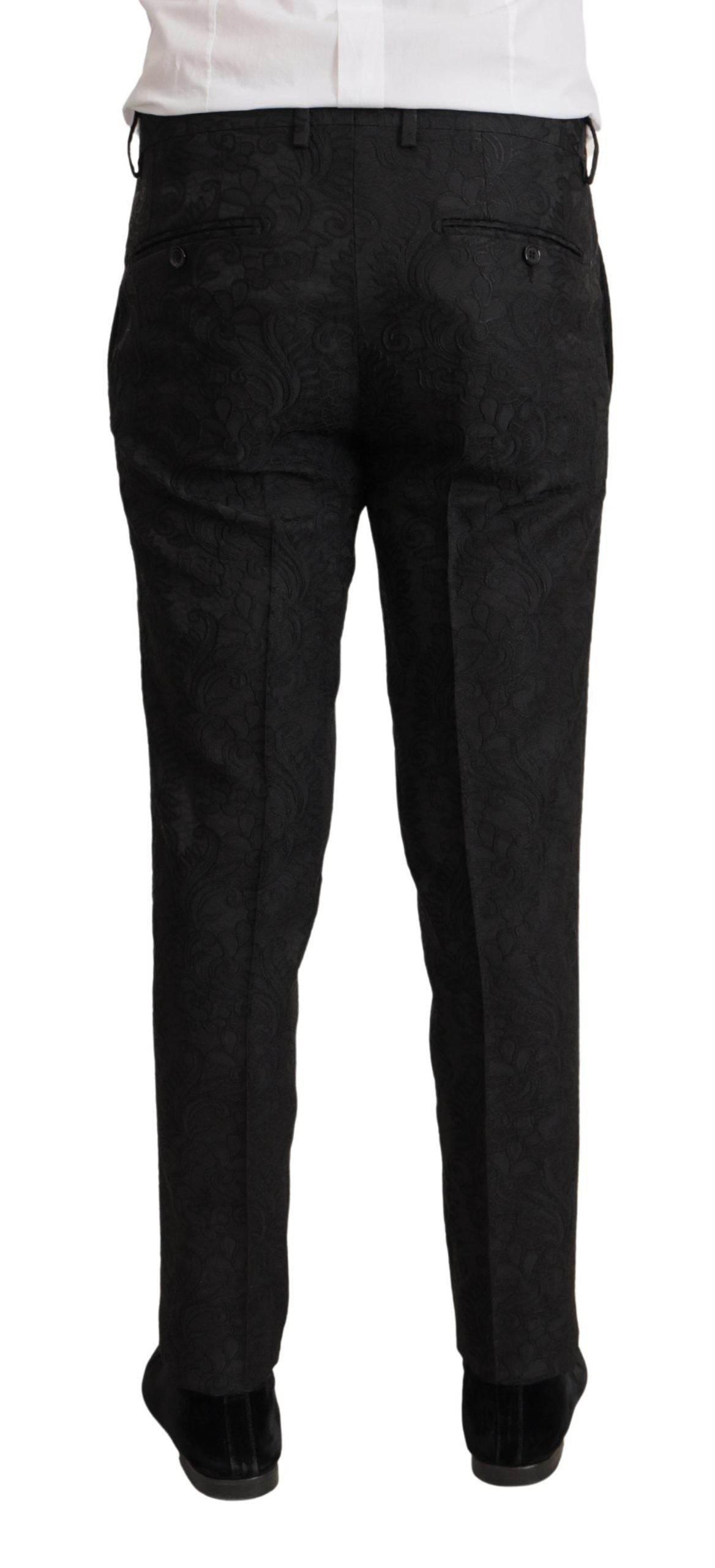 Dolce & Gabbana Black Brocade Formal 2 Piece MARTINI Suit - Hilstor
