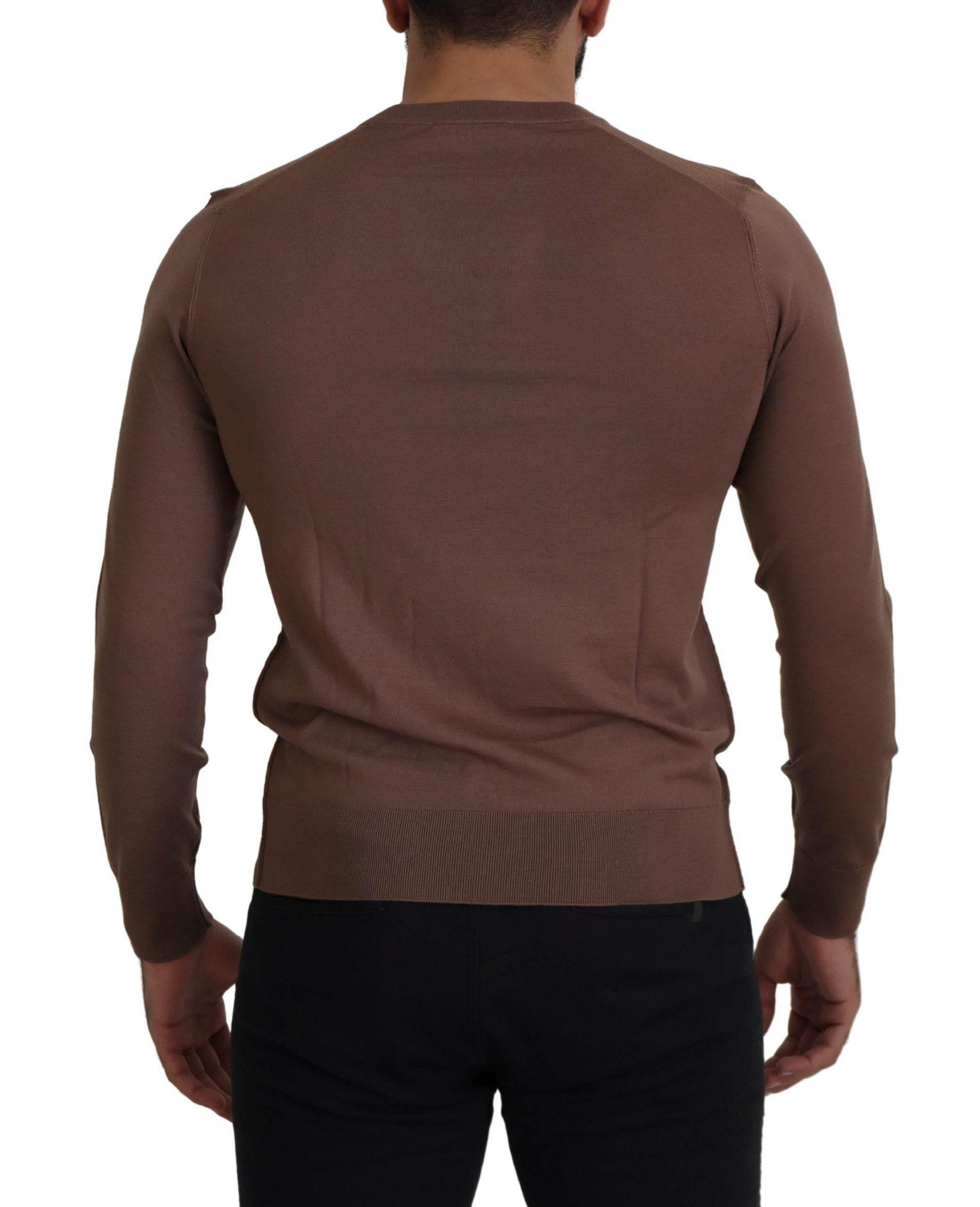 Dolce & Gabbana Brown Wool Men V-neck Pullover Sweater - Hilstor