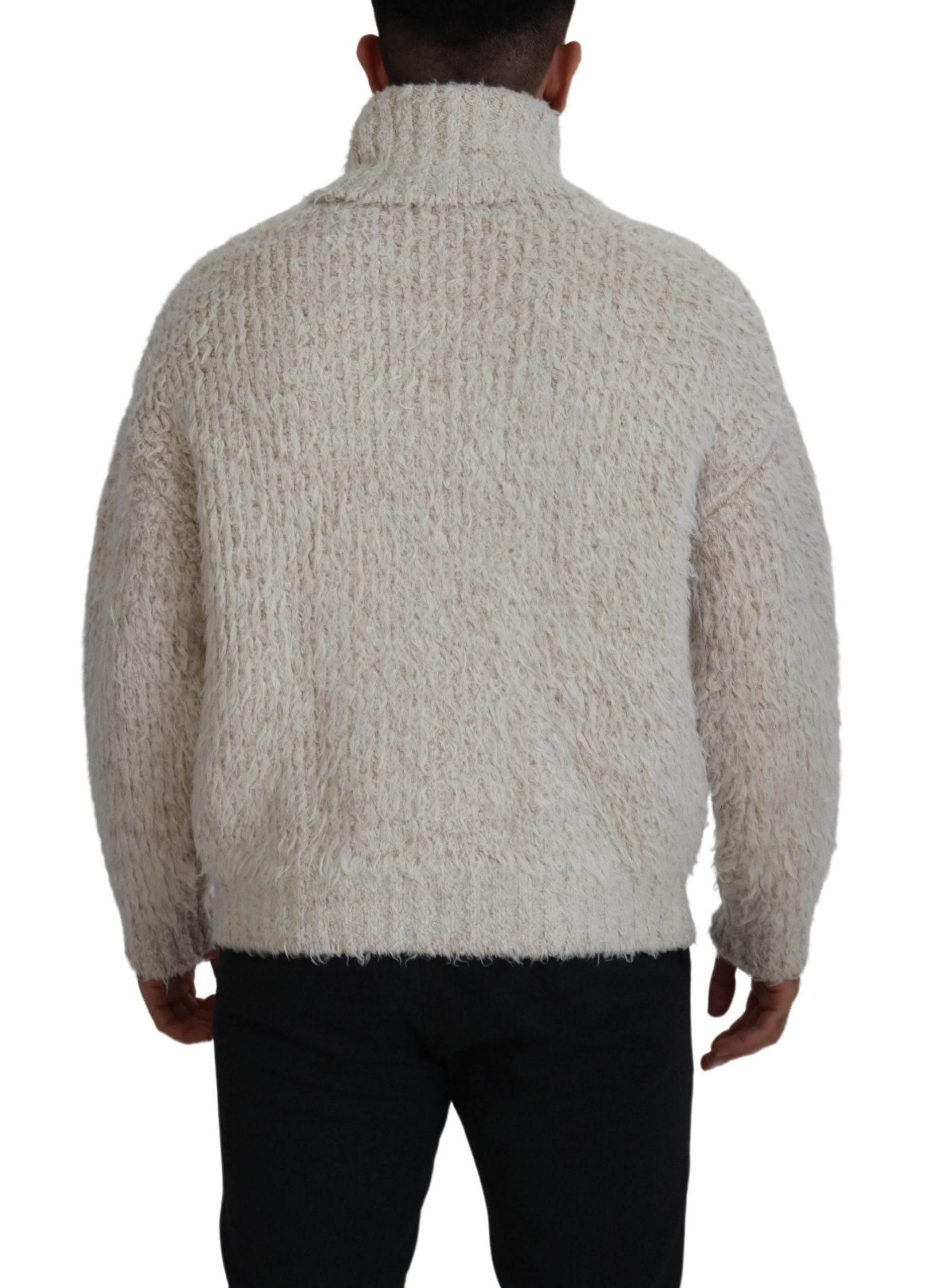 Dolce & Gabbana Cream Wool Knit Turtleneck Pullover Sweater - Hilstor