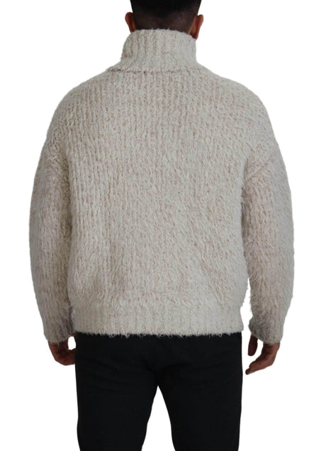 Dolce & Gabbana Cream Wool Knit Turtleneck Pullover Sweater - Hilstor