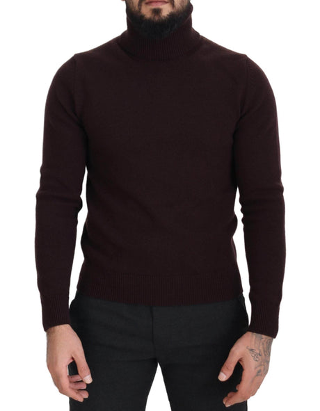 Dolce & Gabbana Brown Wool Turtle Neck Pullover Sweater - Hilstor