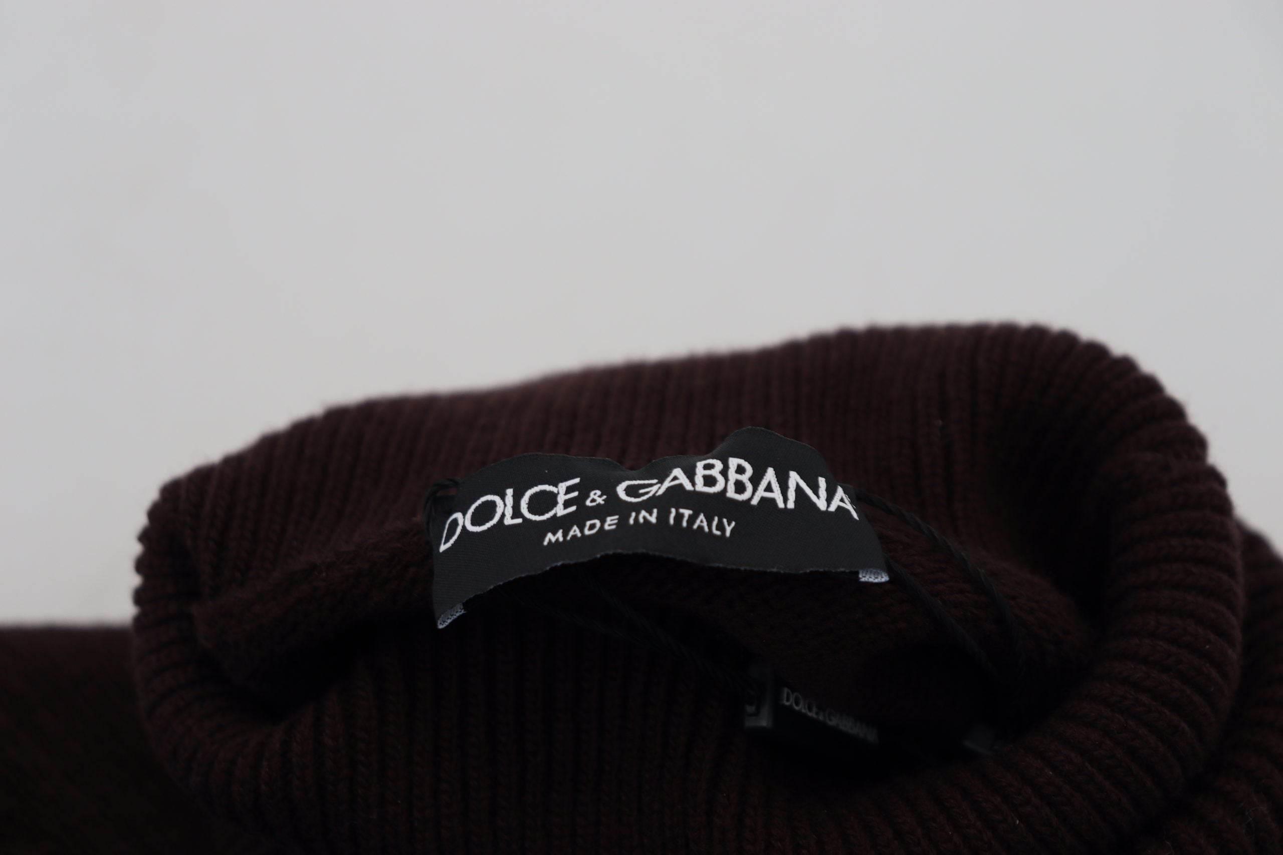 Dolce & Gabbana Brown Wool Turtle Neck Pullover Sweater - Hilstor