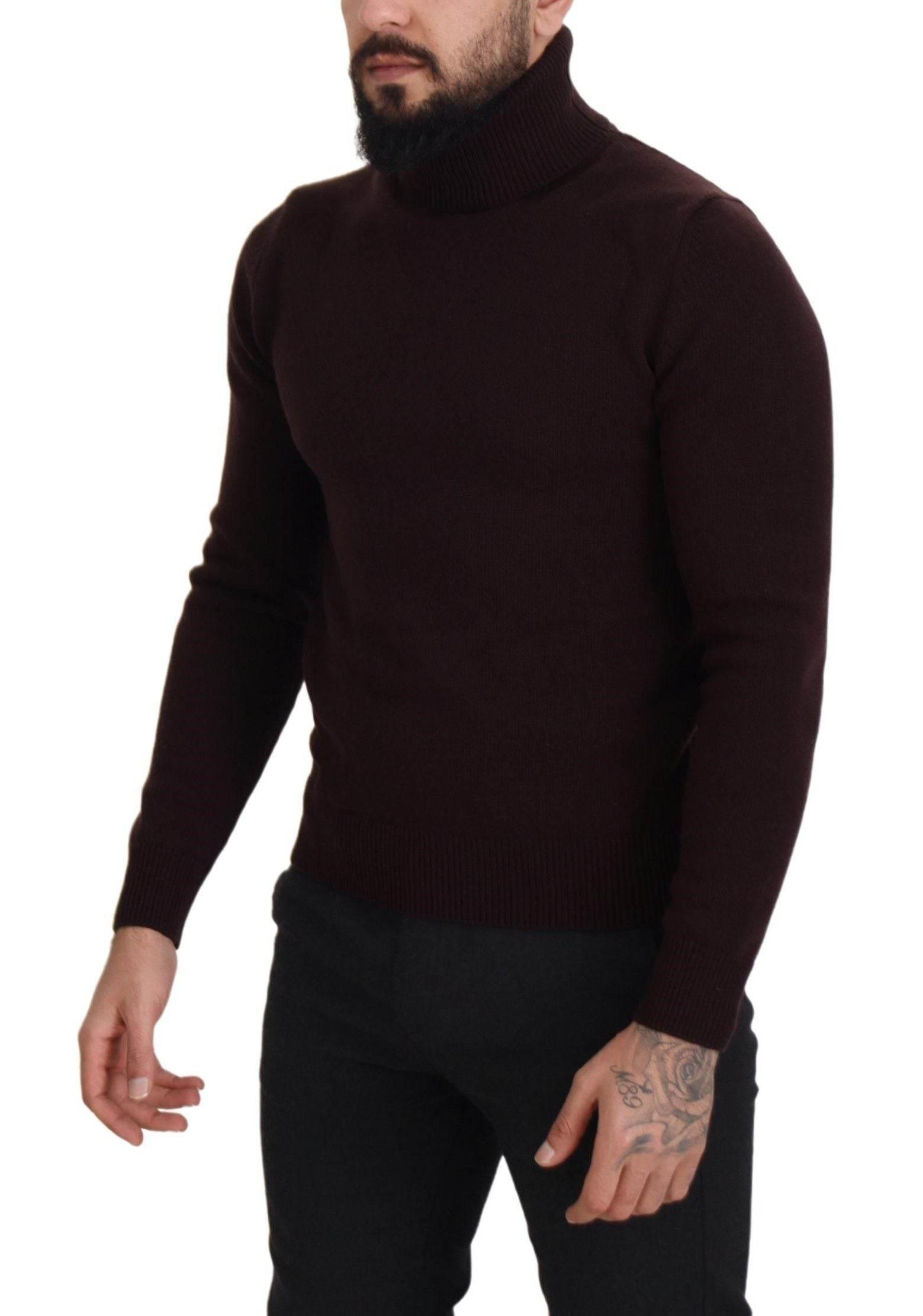 Dolce & Gabbana Brown Wool Turtle Neck Pullover Sweater - Hilstor