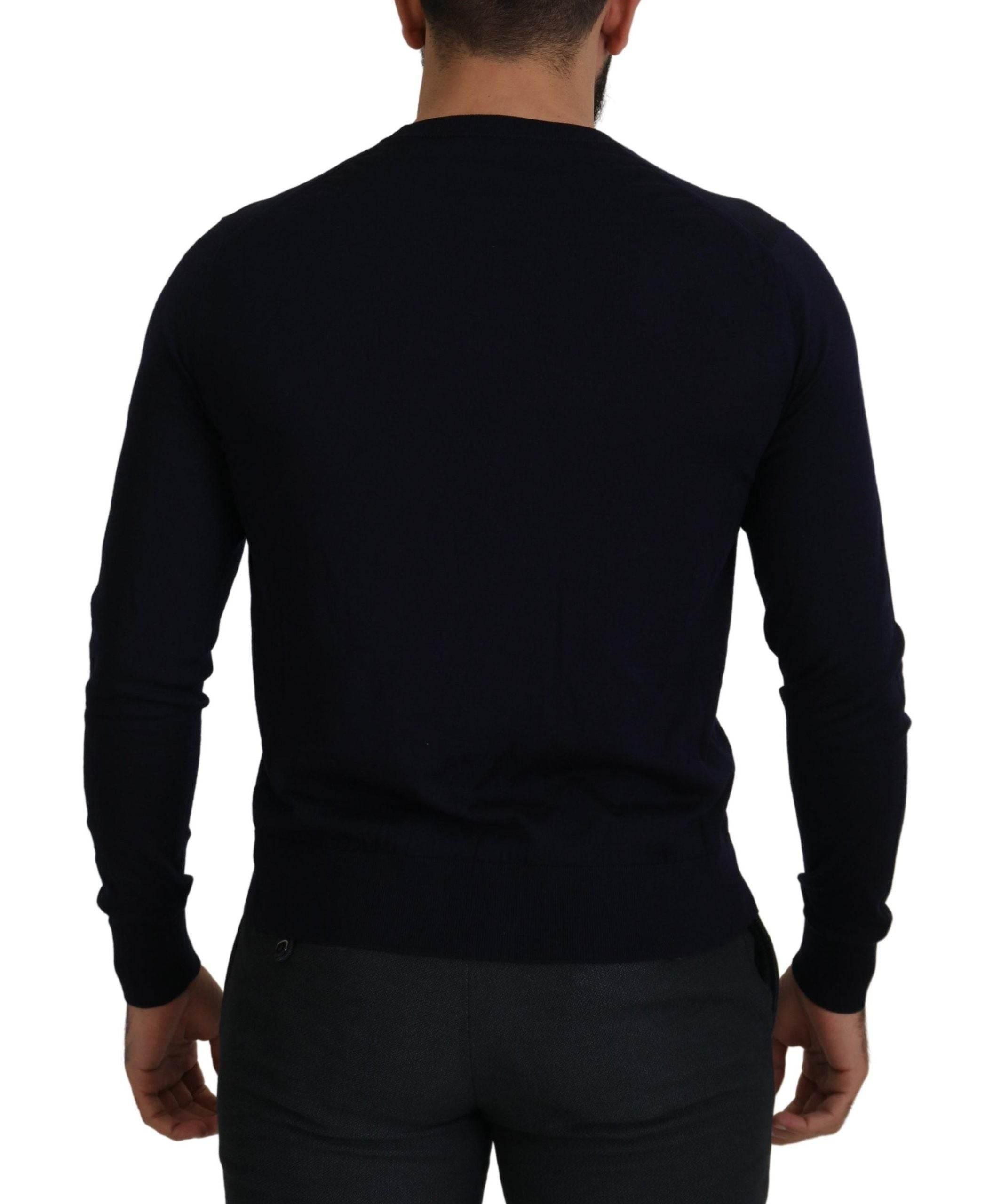 Dolce & Gabbana Blue Wool STAFF Down Cardigan Sweater - Hilstor