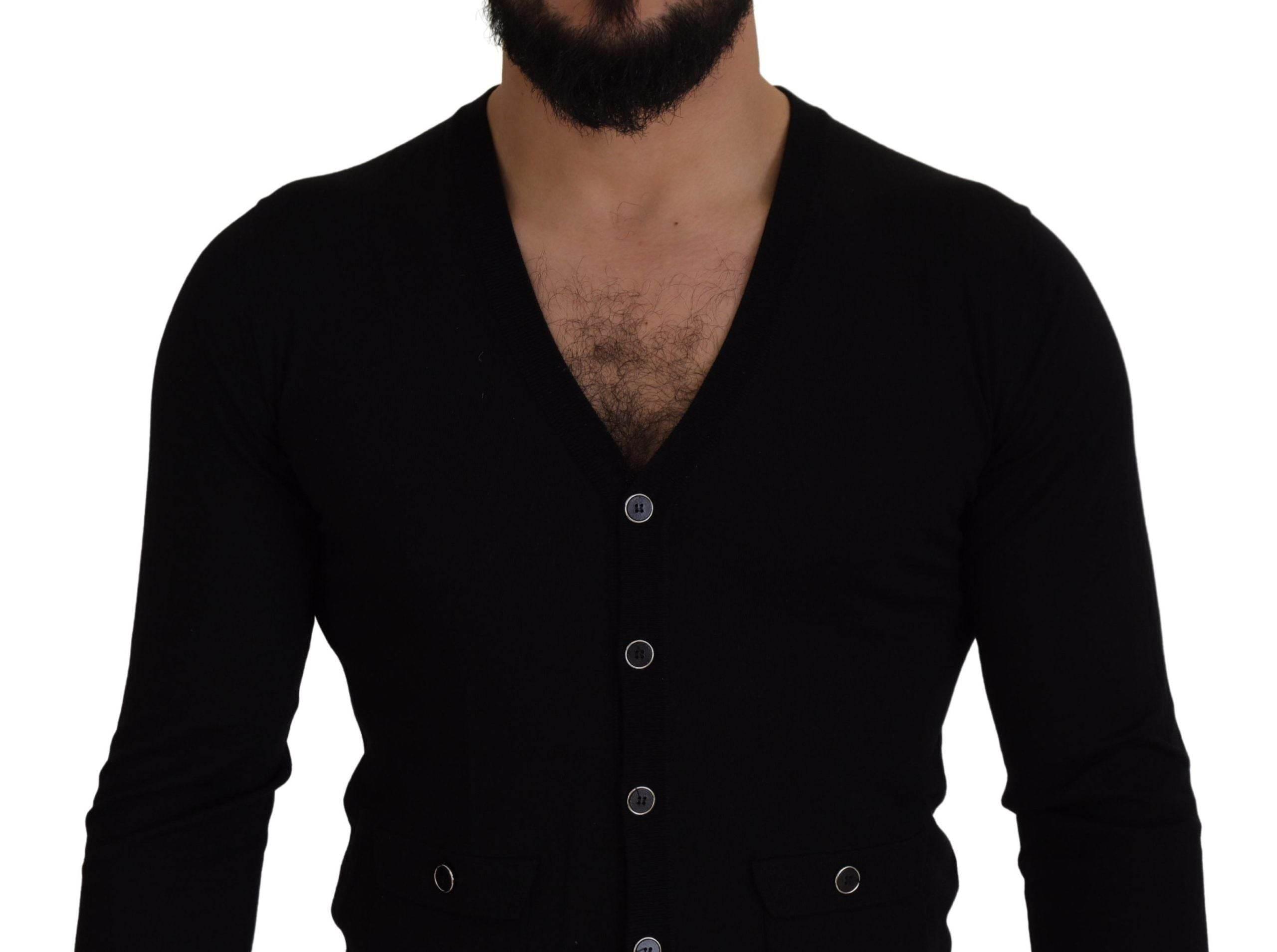 Dolce & Gabbana Black Wool Button Down Cardigan Sweater - Hilstor
