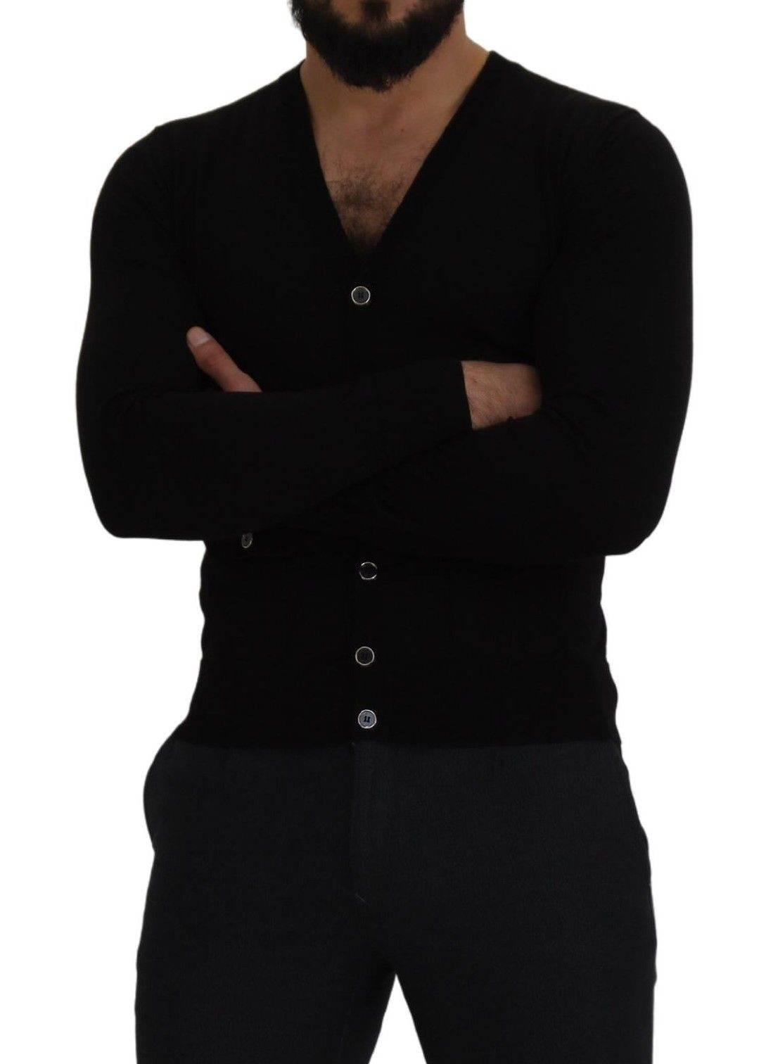 Dolce & Gabbana Black Wool Button Down Cardigan Sweater - Hilstor