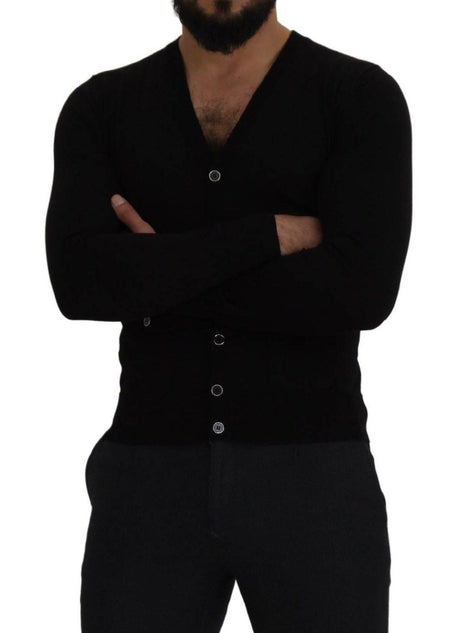 Dolce & Gabbana Black Wool Button Down Cardigan Sweater - Hilstor