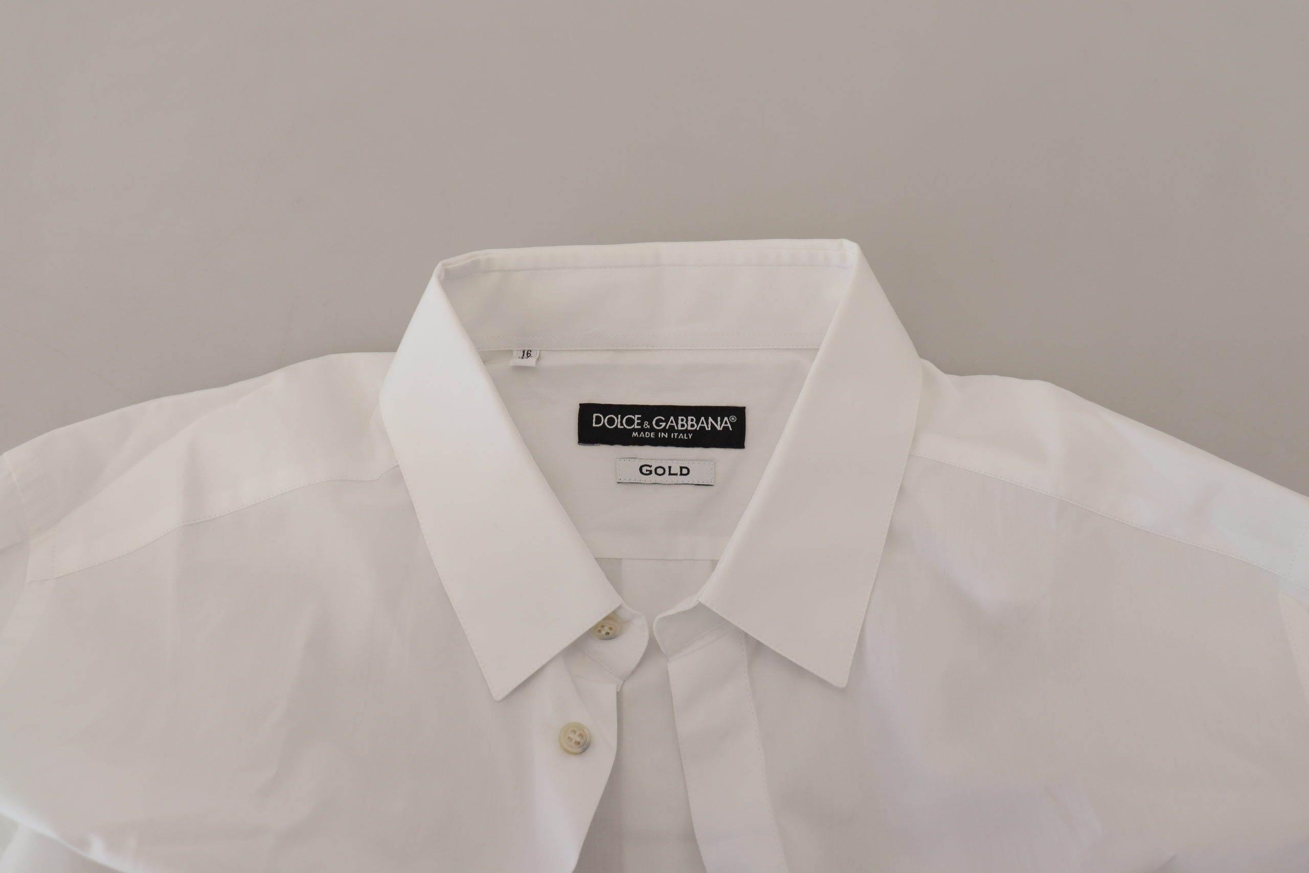 Dolce & Gabbana Elegant White Peacock Feather Dress Shirt - Hilstor