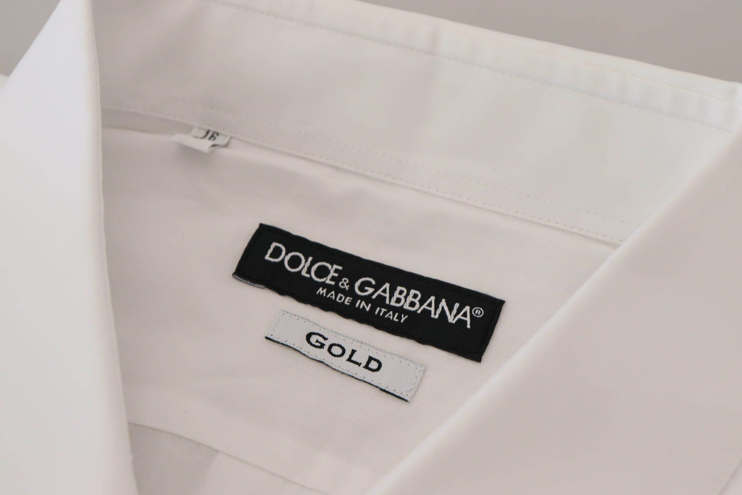 Dolce & Gabbana Elegant White Peacock Feather Dress Shirt - Hilstor