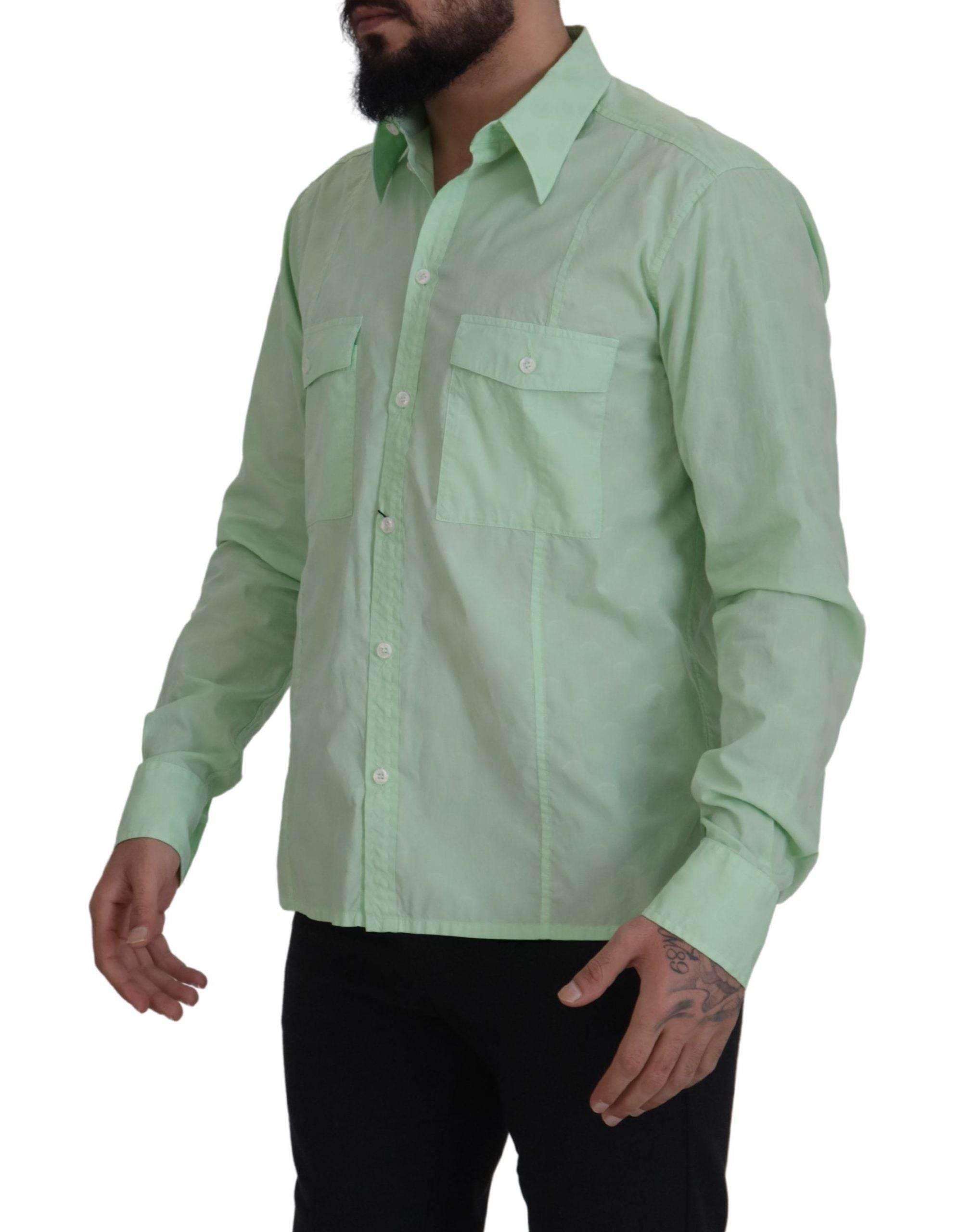 Dolce & Gabbana Mint Green Long Sleeves Button Down Shirt - Hilstor