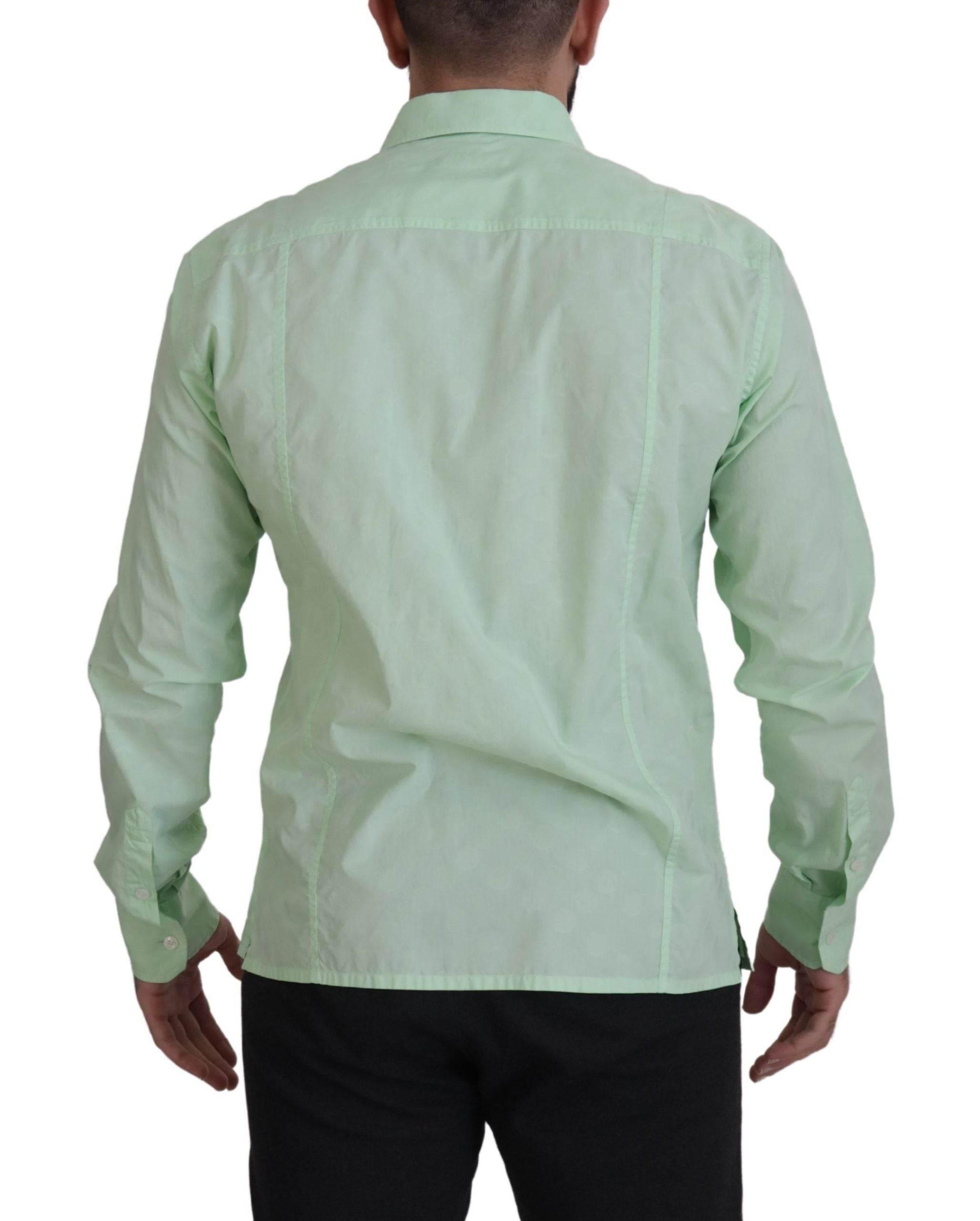 Dolce & Gabbana Mint Green Long Sleeves Button Down Shirt - Hilstor