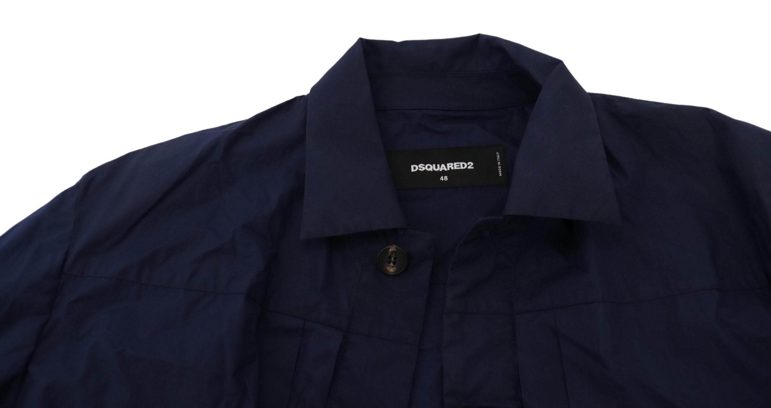Dsquared² Dark Blue Cotton Collared Long Sleeves Casual Shirt - Hilstor