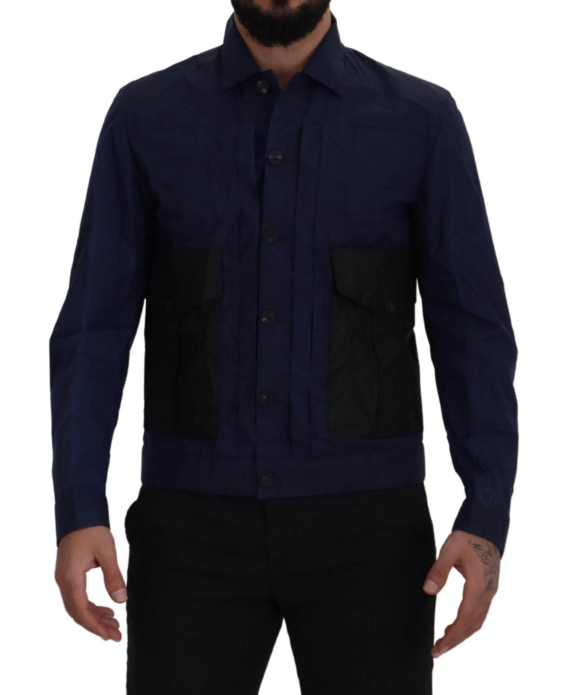 Dsquared² Dark Blue Cotton Collared Long Sleeves Casual Shirt - Hilstor