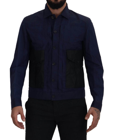 Dsquared² Dark Blue Cotton Collared Long Sleeves Casual Shirt - Hilstor