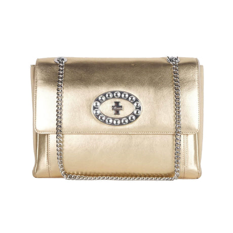 Blumarine Gold Leather Shoulder Women Bag - Hilstor