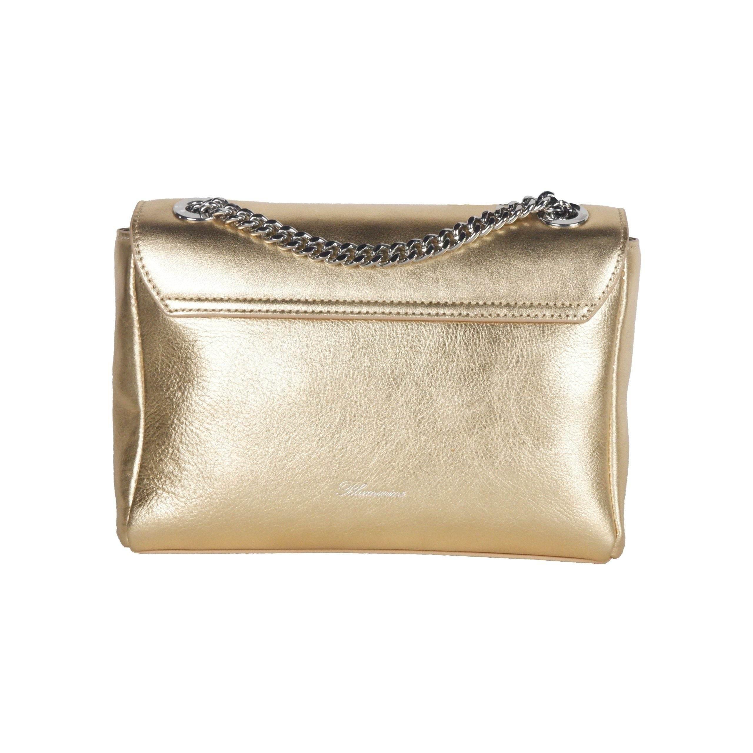 Blumarine Gold Leather Shoulder Women Bag - Hilstor