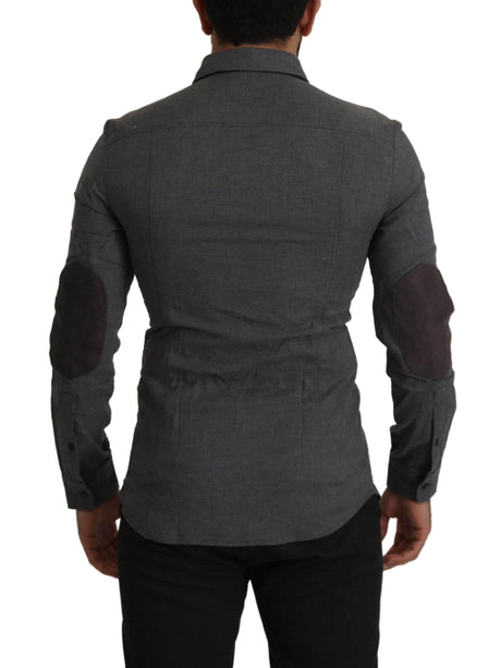 Costume National Dark Gray Cotton Casual Mens Shirt - Hilstor