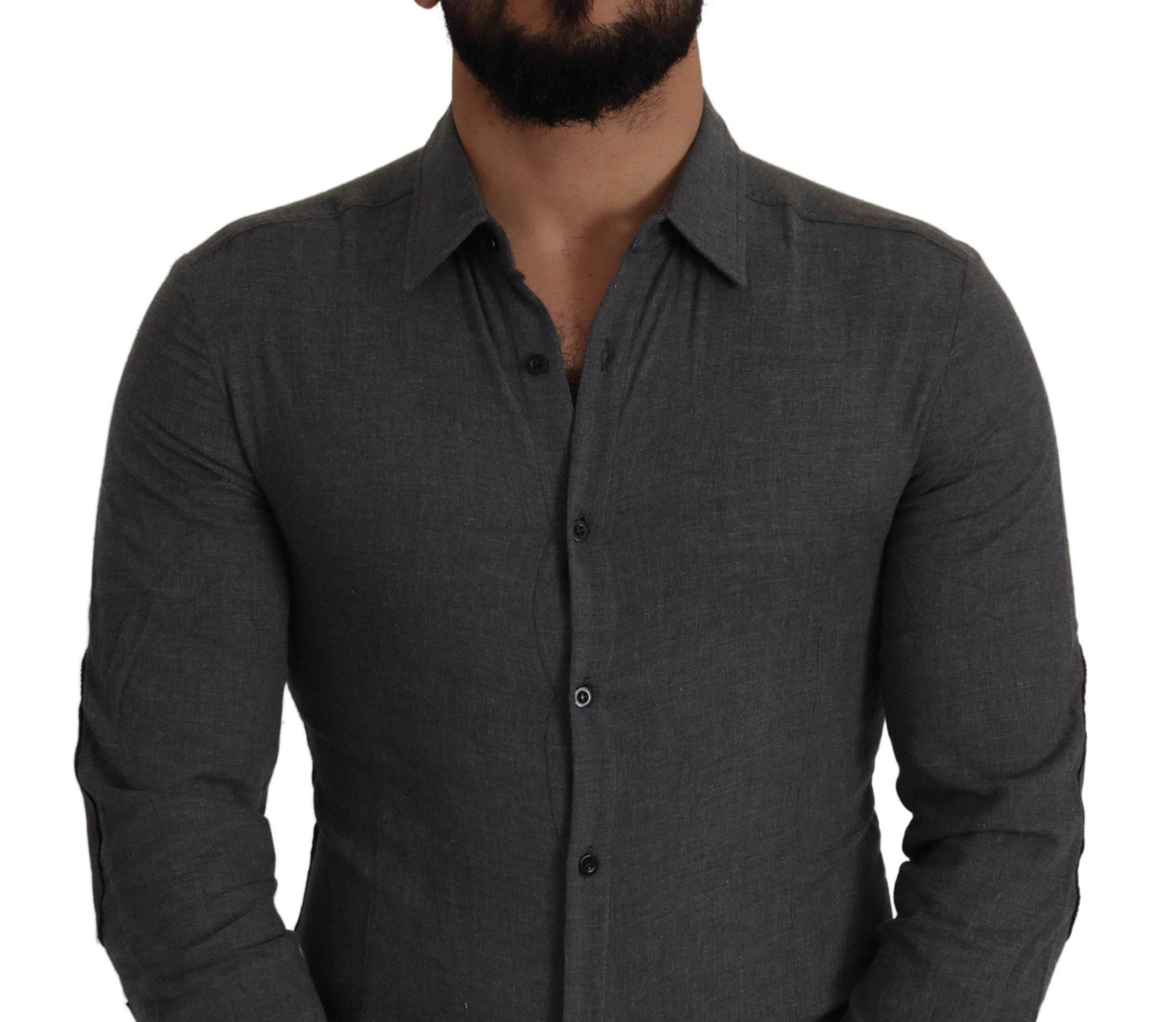 Costume National Dark Gray Cotton Casual Mens Shirt - Hilstor