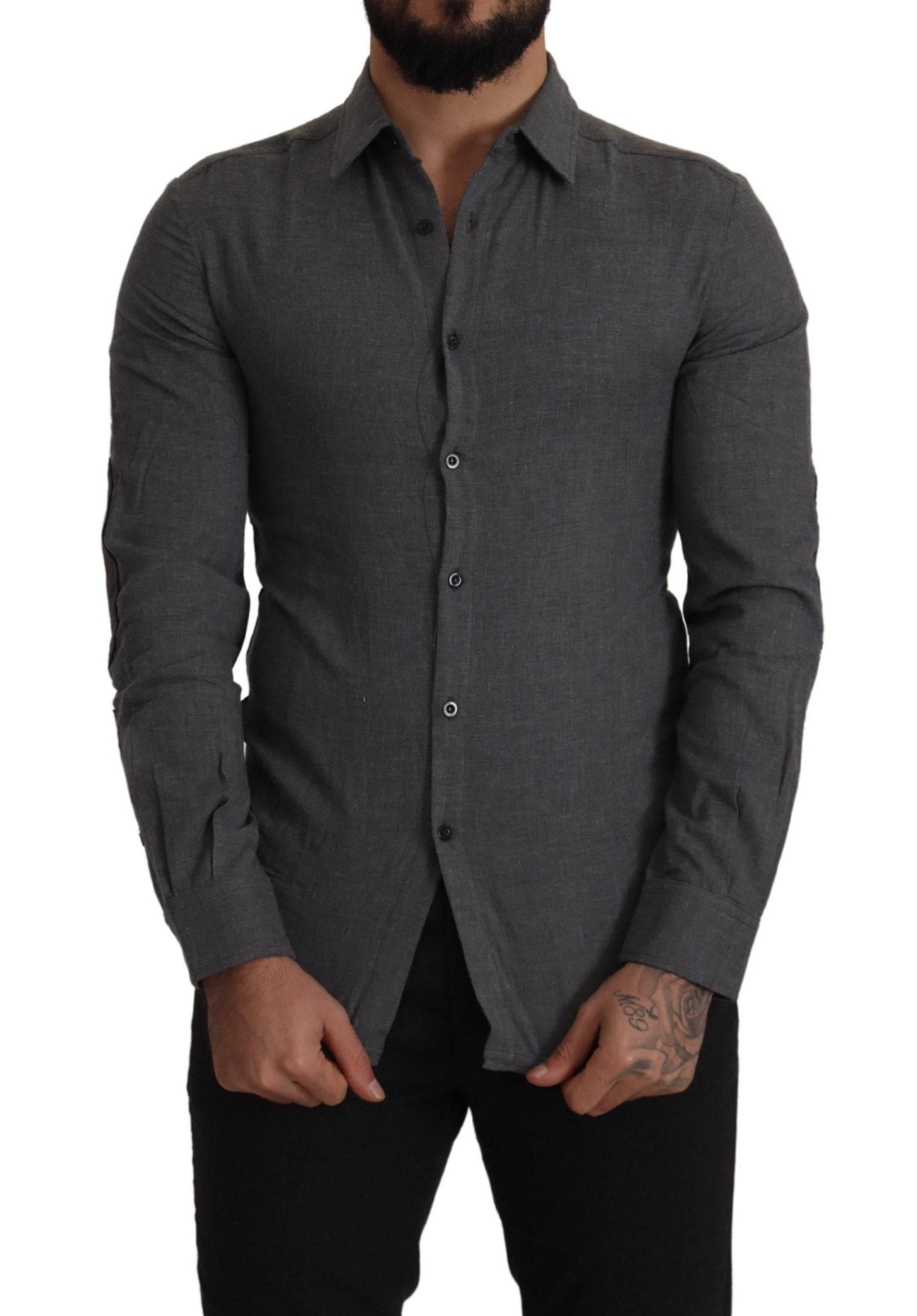Costume National Dark Gray Cotton Casual Mens Shirt - Hilstor