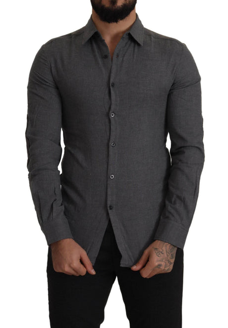 Costume National Dark Gray Cotton Casual Mens Shirt - Hilstor