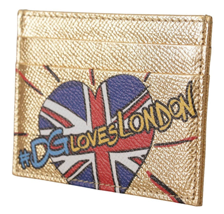 Dolce & Gabbana Elegant Gold Leather Cardholder - Hilstor