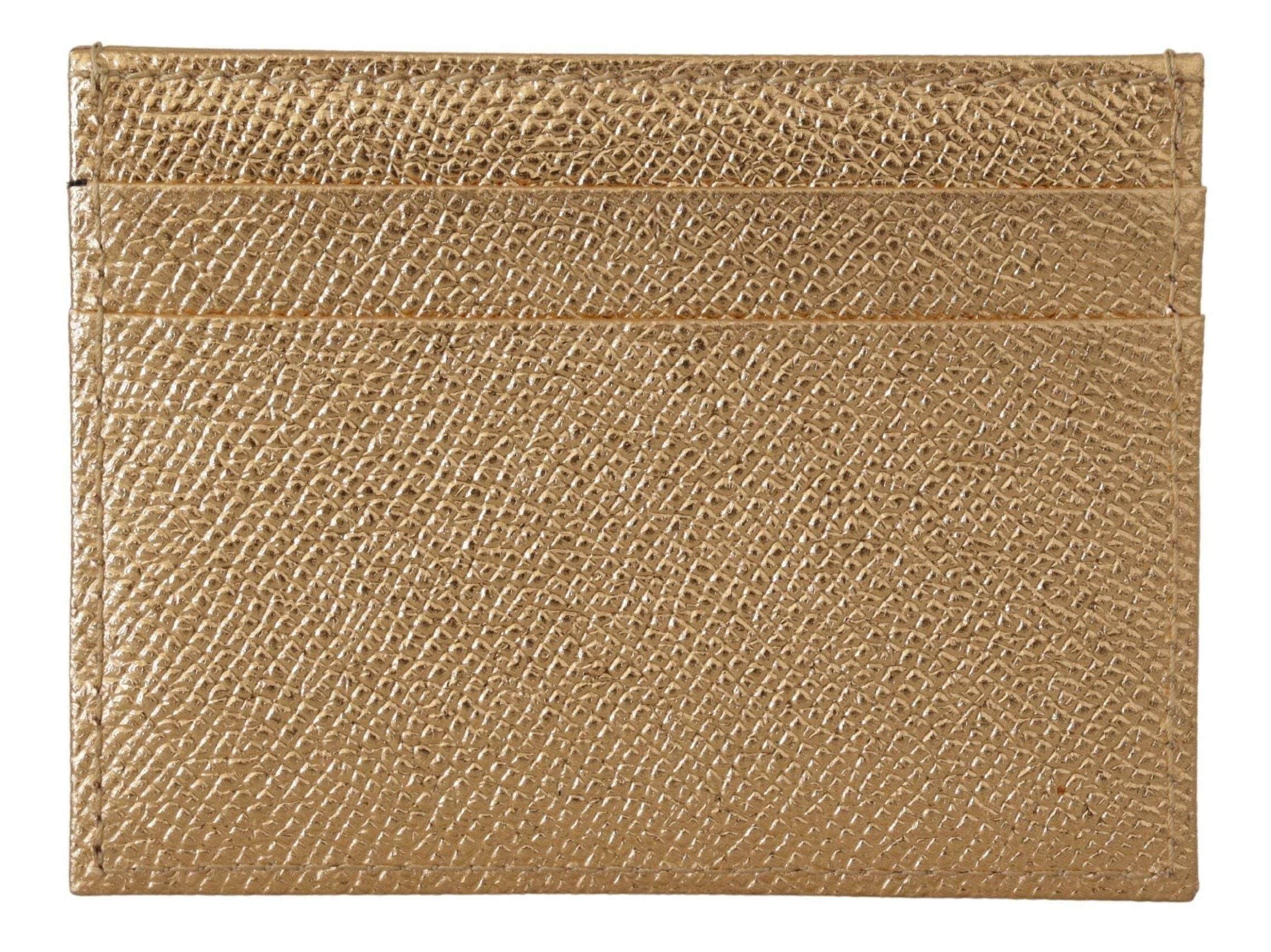 Dolce & Gabbana Elegant Gold Leather Cardholder - Hilstor