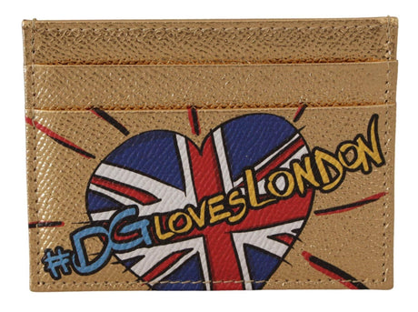 Dolce & Gabbana Elegant Gold Leather Cardholder - Hilstor
