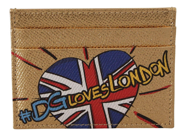 Dolce & Gabbana Elegant Gold Leather Cardholder - Hilstor