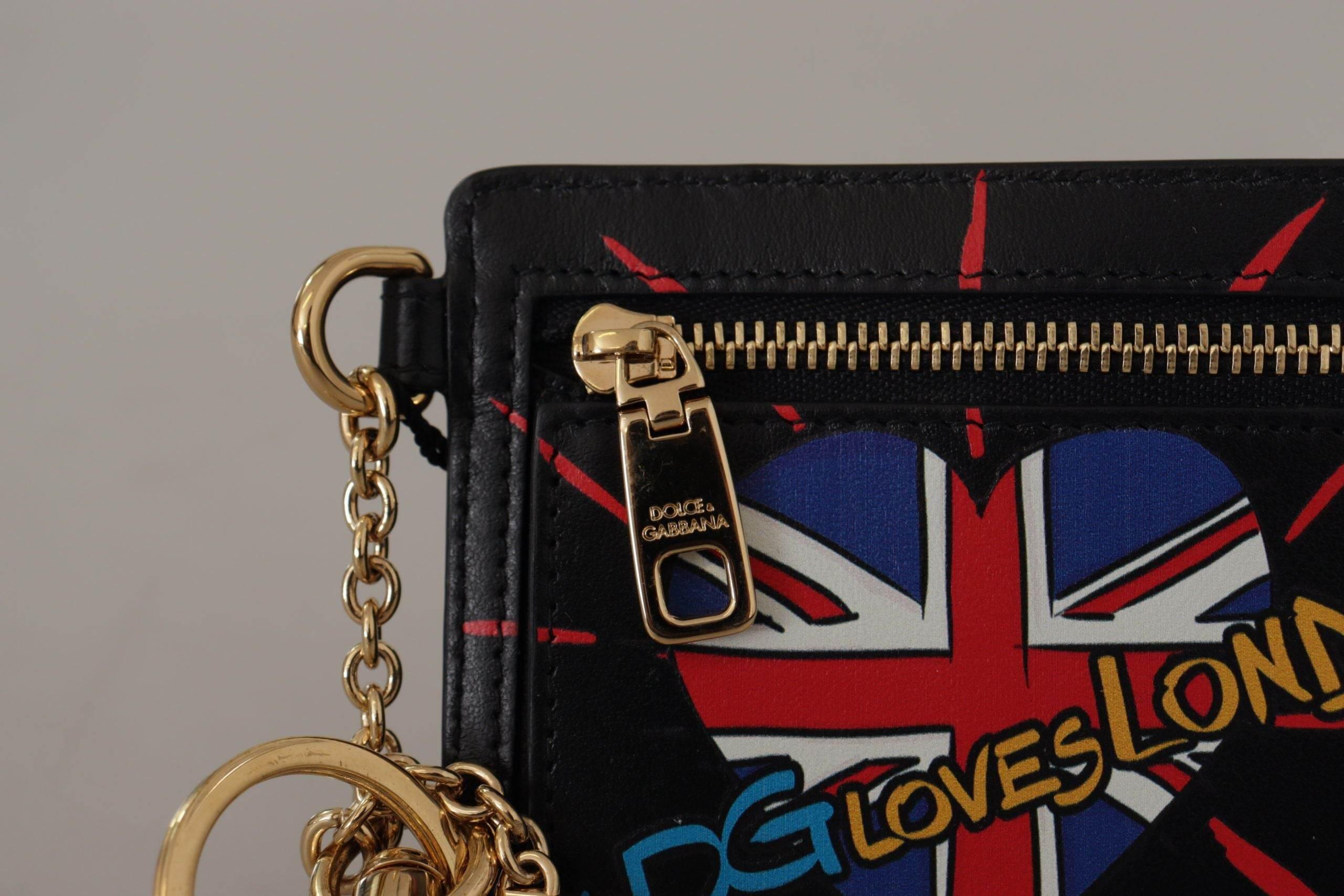 Dolce & Gabbana Elegant Leather Coin Wallet With Keyring - Hilstor