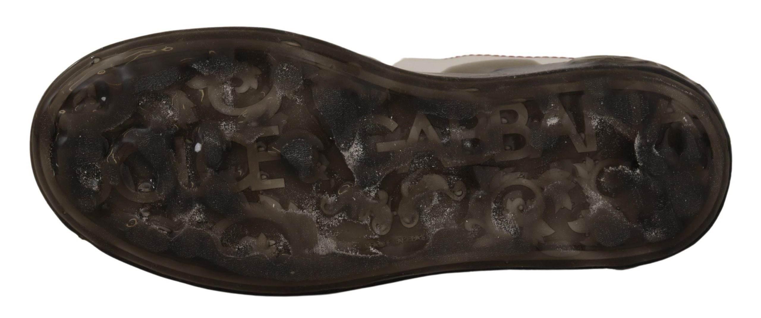 Dolce & Gabbana White Leather Shoes Womens Logo Portofino Sneakers - Hilstor