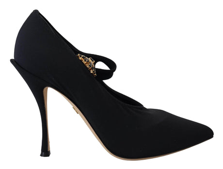 Dolce & Gabbana Chic Black Mary Jane Sock Pumps with Crystals - Hilstor