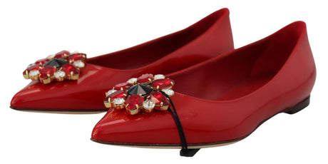 Dolce & Gabbana Red Suede Crystal Loafers - Exquisite Elegance - Hilstor