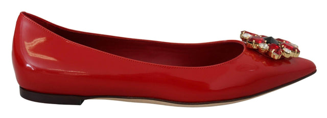Dolce & Gabbana Red Suede Crystal Loafers - Exquisite Elegance - Hilstor