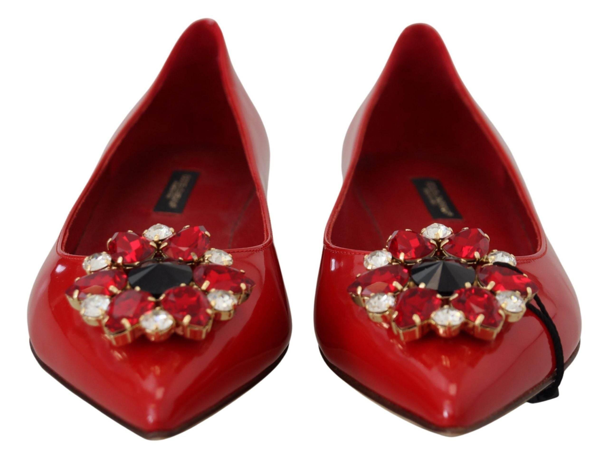 Dolce & Gabbana Red Suede Crystal Loafers - Exquisite Elegance - Hilstor