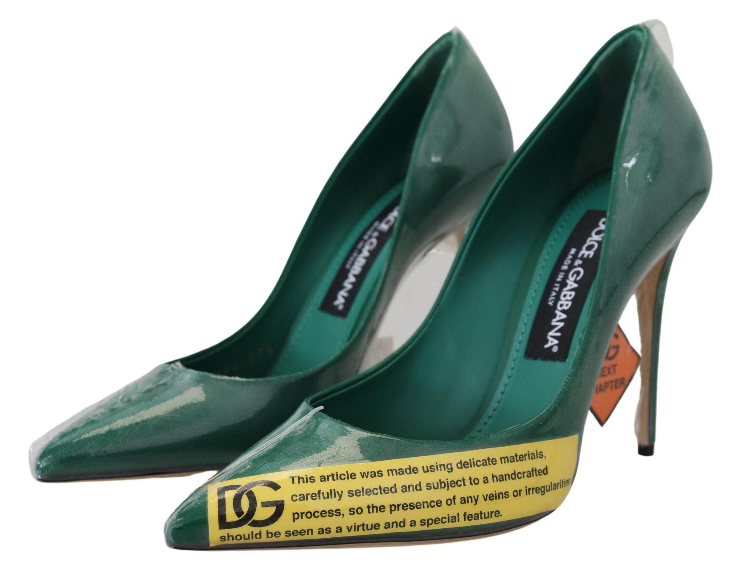 Dolce & Gabbana Emerald Elegance Leather Heels Pumps - Hilstor