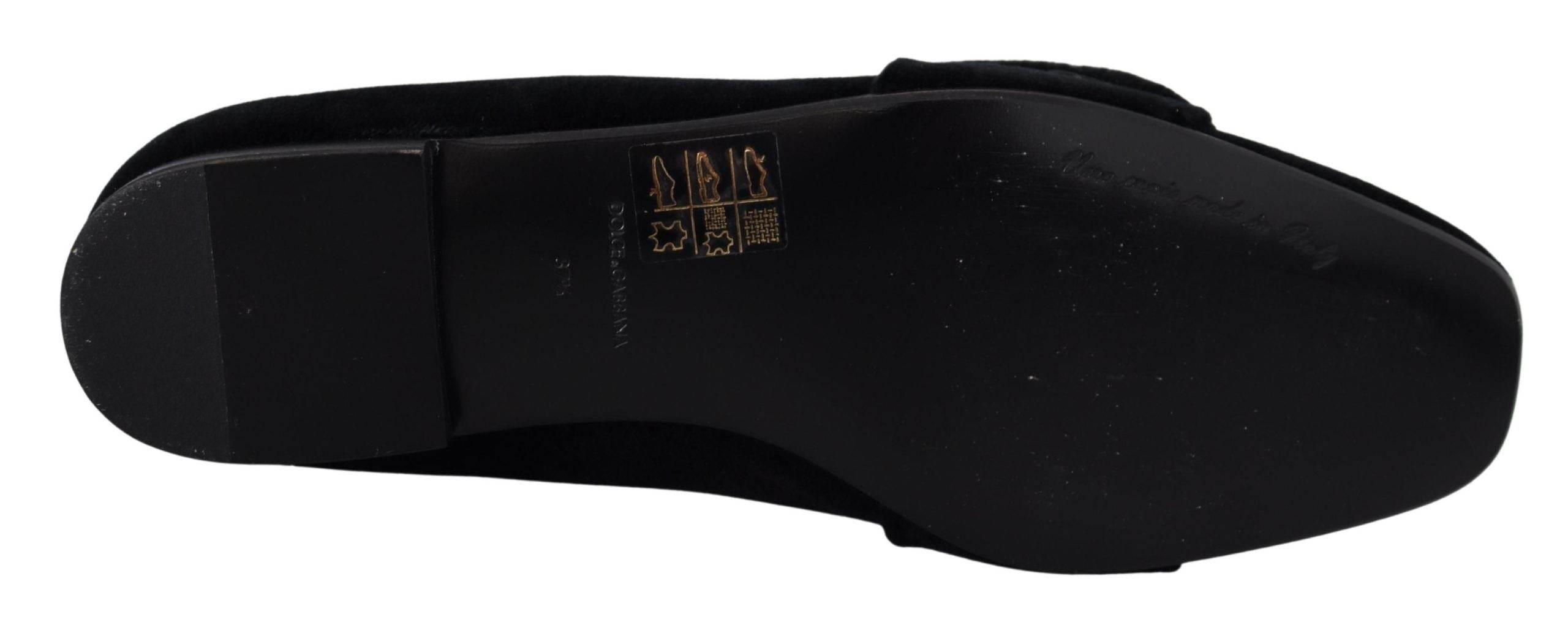 Dolce & Gabbana Chic Velvet Crystal-Embellished Loafers - Hilstor