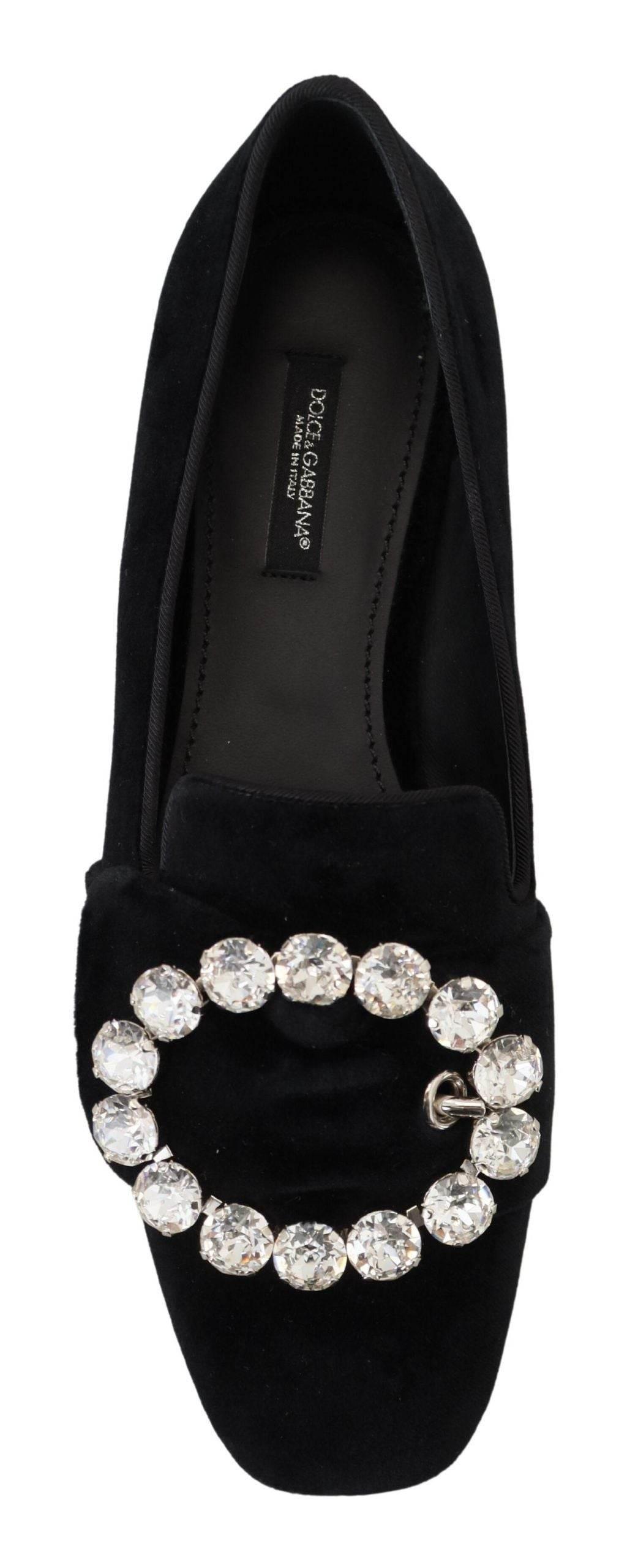 Dolce & Gabbana Chic Velvet Crystal-Embellished Loafers - Hilstor
