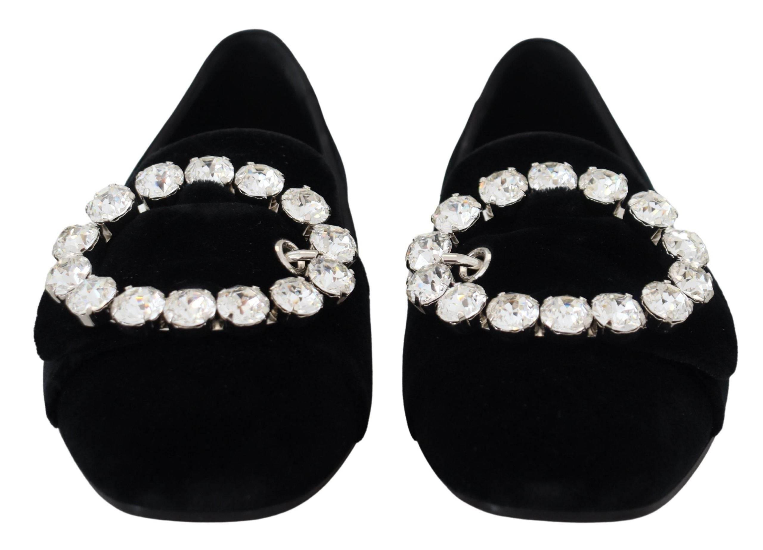 Dolce & Gabbana Chic Velvet Crystal-Embellished Loafers - Hilstor