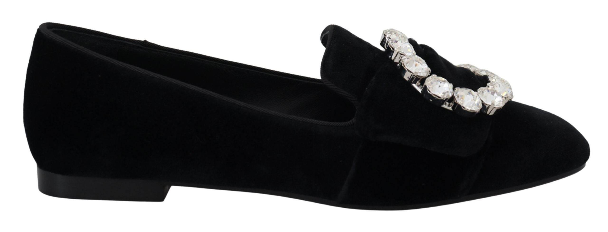 Dolce & Gabbana Chic Velvet Crystal-Embellished Loafers - Hilstor