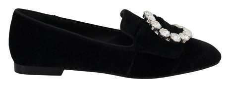 Dolce & Gabbana Chic Velvet Crystal-Embellished Loafers - Hilstor
