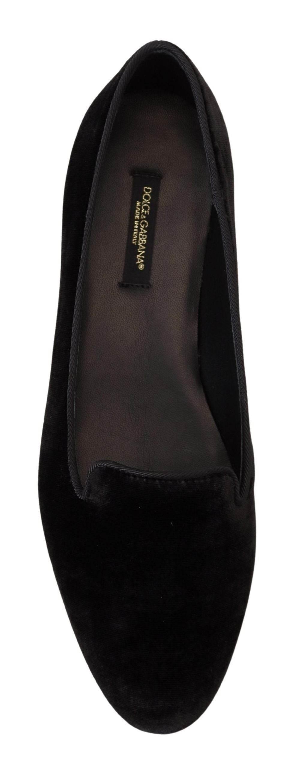Dolce & Gabbana Elegant Black Silk-Blend Loafers - Hilstor