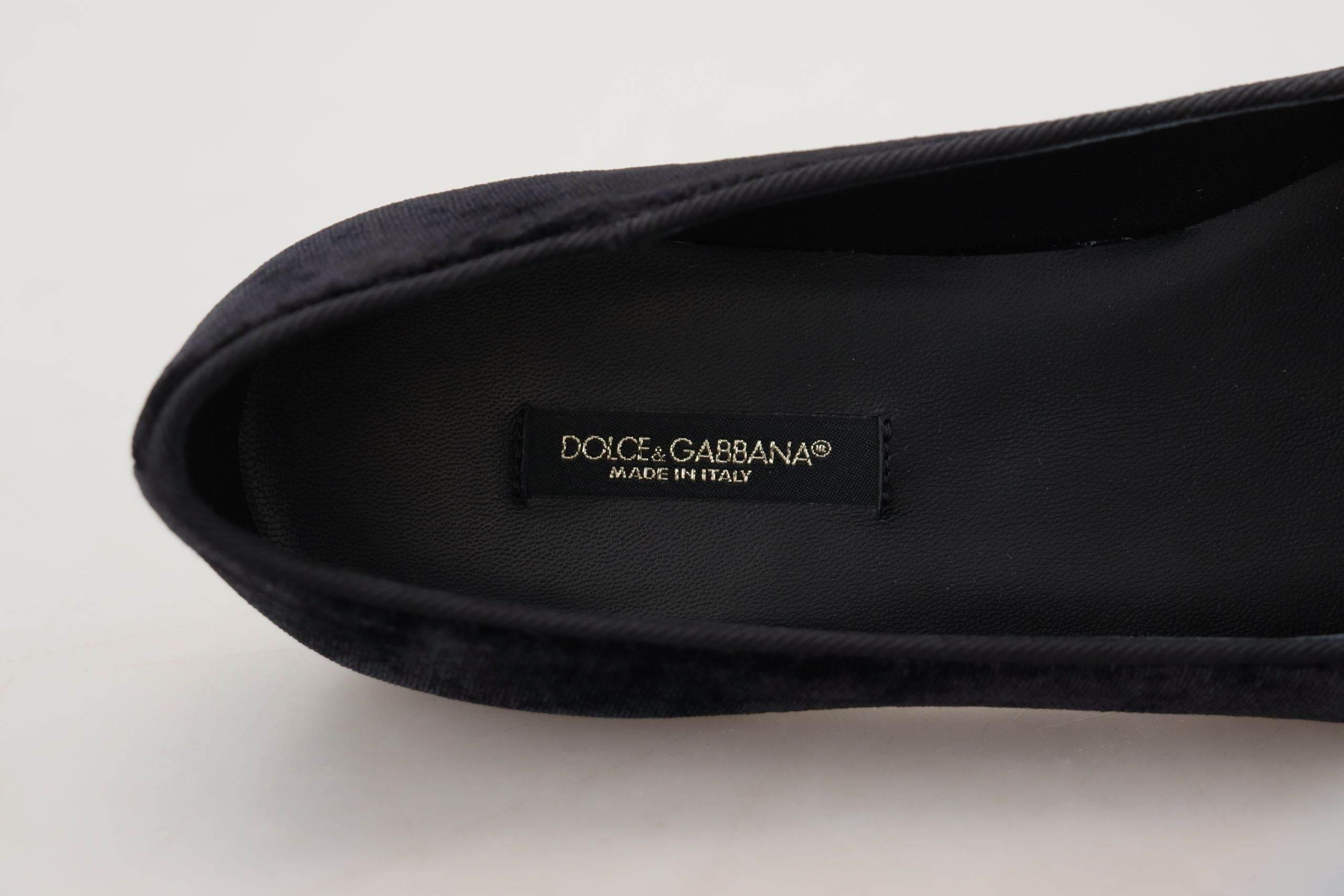 Dolce & Gabbana Elegant Black Silk-Blend Loafers - Hilstor