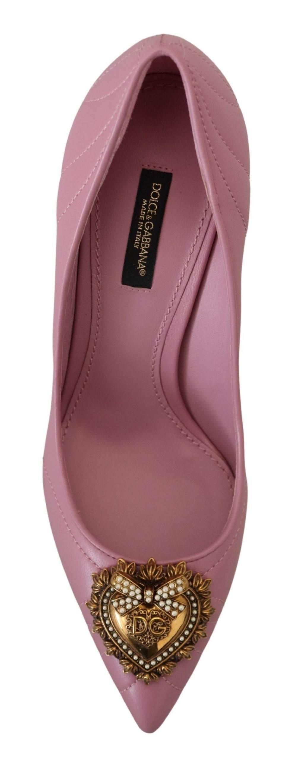 Dolce & Gabbana Devotion Leather Heels in Pink - Hilstor