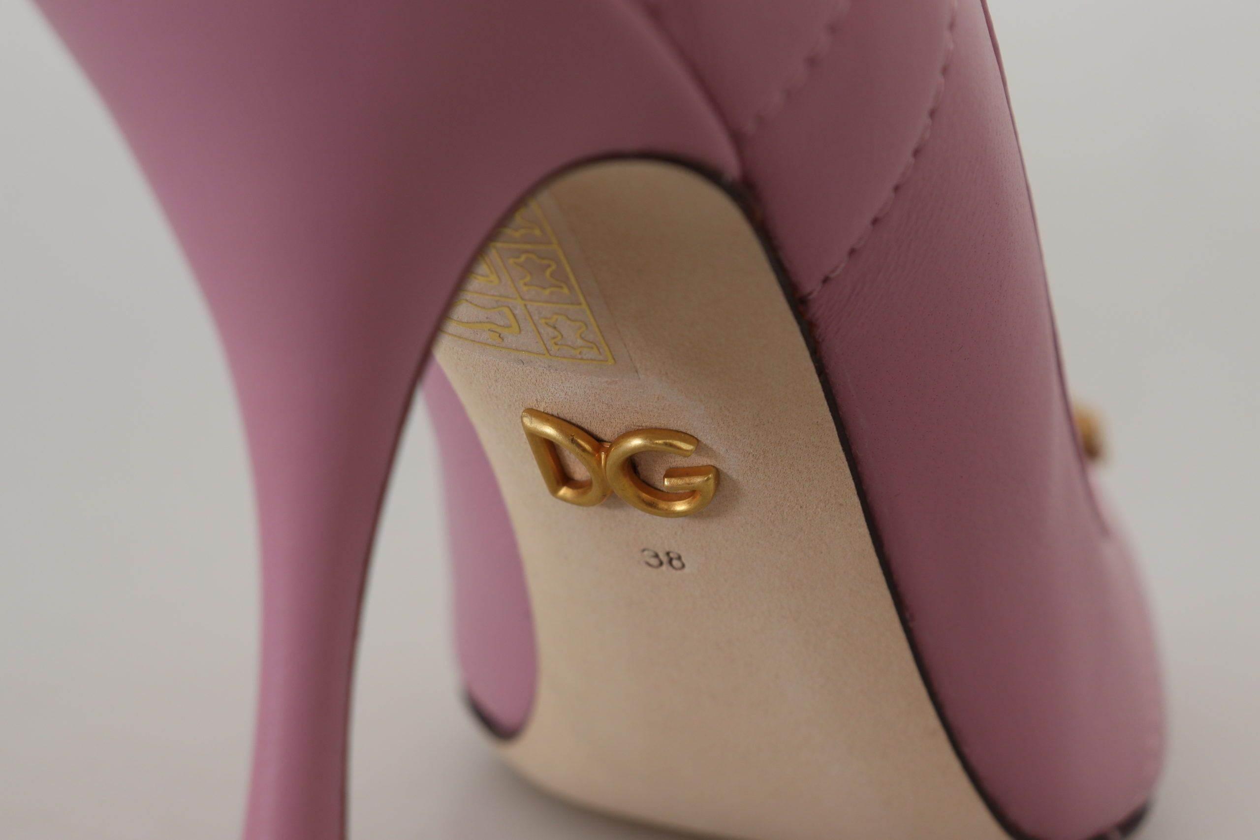 Dolce & Gabbana Devotion Leather Heels in Pink - Hilstor