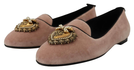 Dolce & Gabbana Elegant Pink Velvet Devotion Loafers - Hilstor