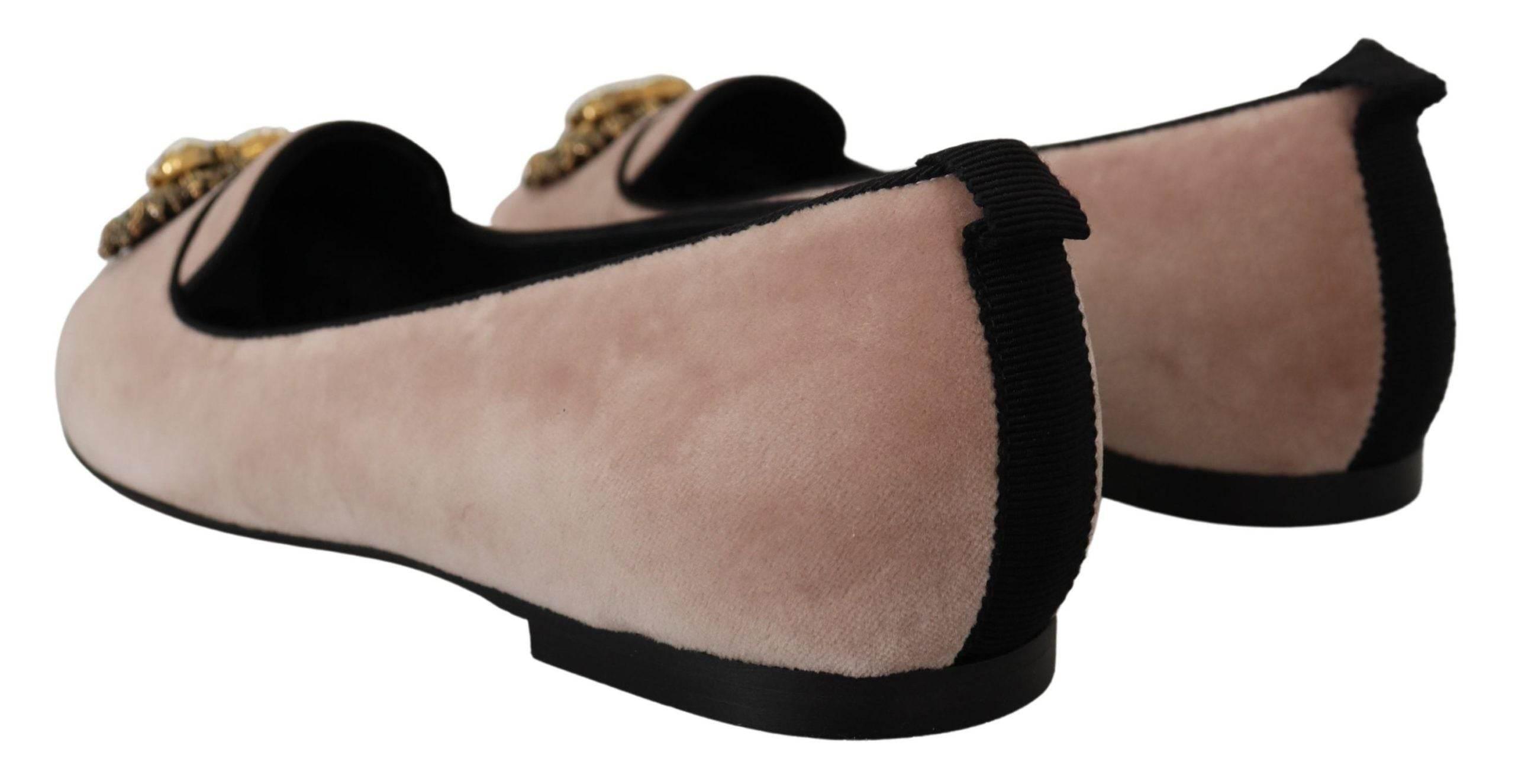 Dolce & Gabbana Elegant Pink Velvet Devotion Loafers - Hilstor