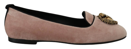 Dolce & Gabbana Elegant Pink Velvet Devotion Loafers - Hilstor
