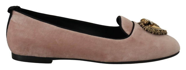 Dolce & Gabbana Elegant Pink Velvet Devotion Loafers - Hilstor