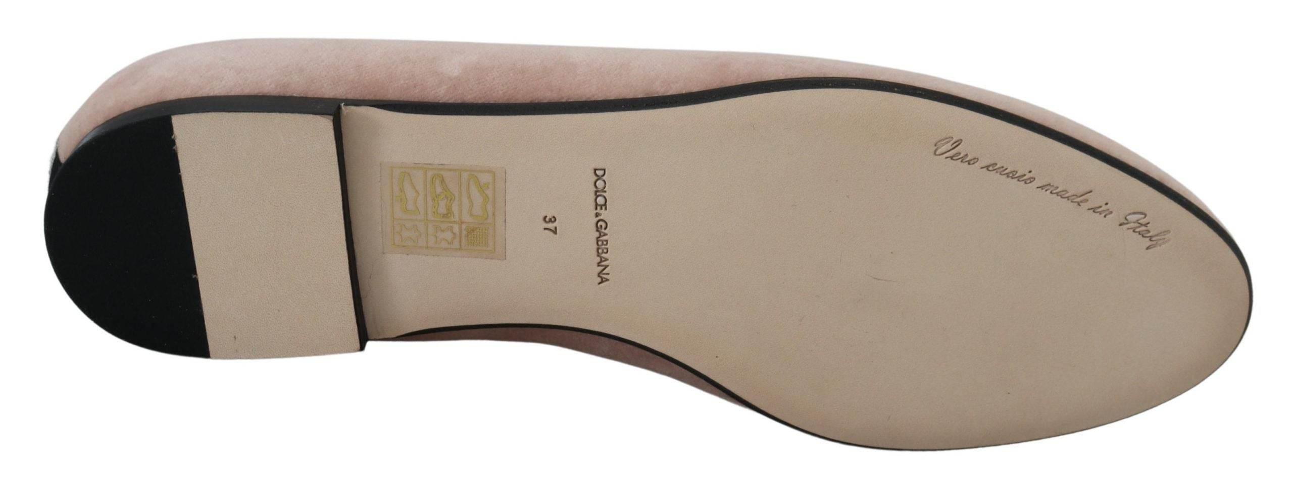 Dolce & Gabbana Elegant Pink Velvet Devotion Loafers - Hilstor