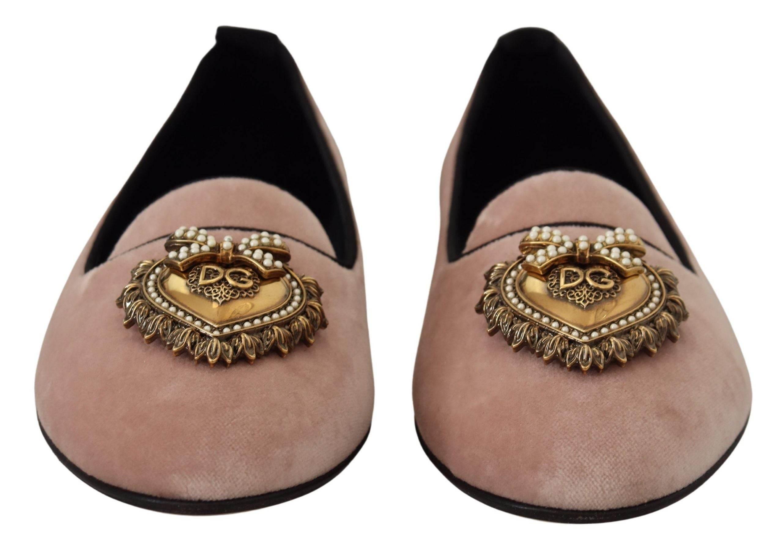 Dolce & Gabbana Elegant Pink Velvet Devotion Loafers - Hilstor